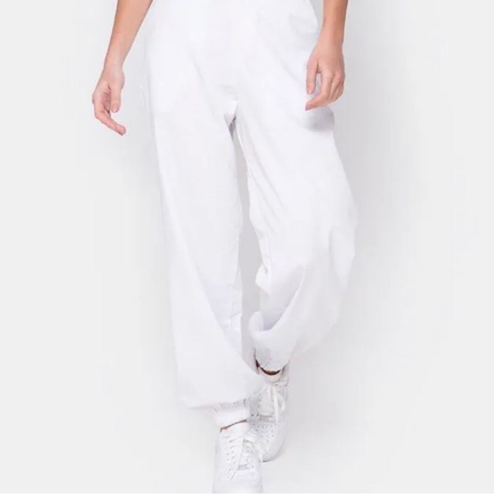 Motel Rocks White Jubie Cargo Utility Trousers Drill Tapered Leg Large UK 16-18 - Picture 12 of 13